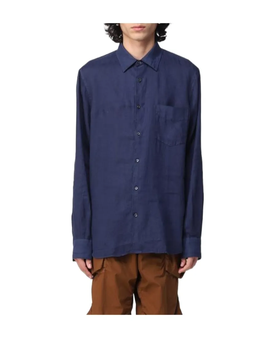 Pointed-Collar Long-Sleeved Shirt