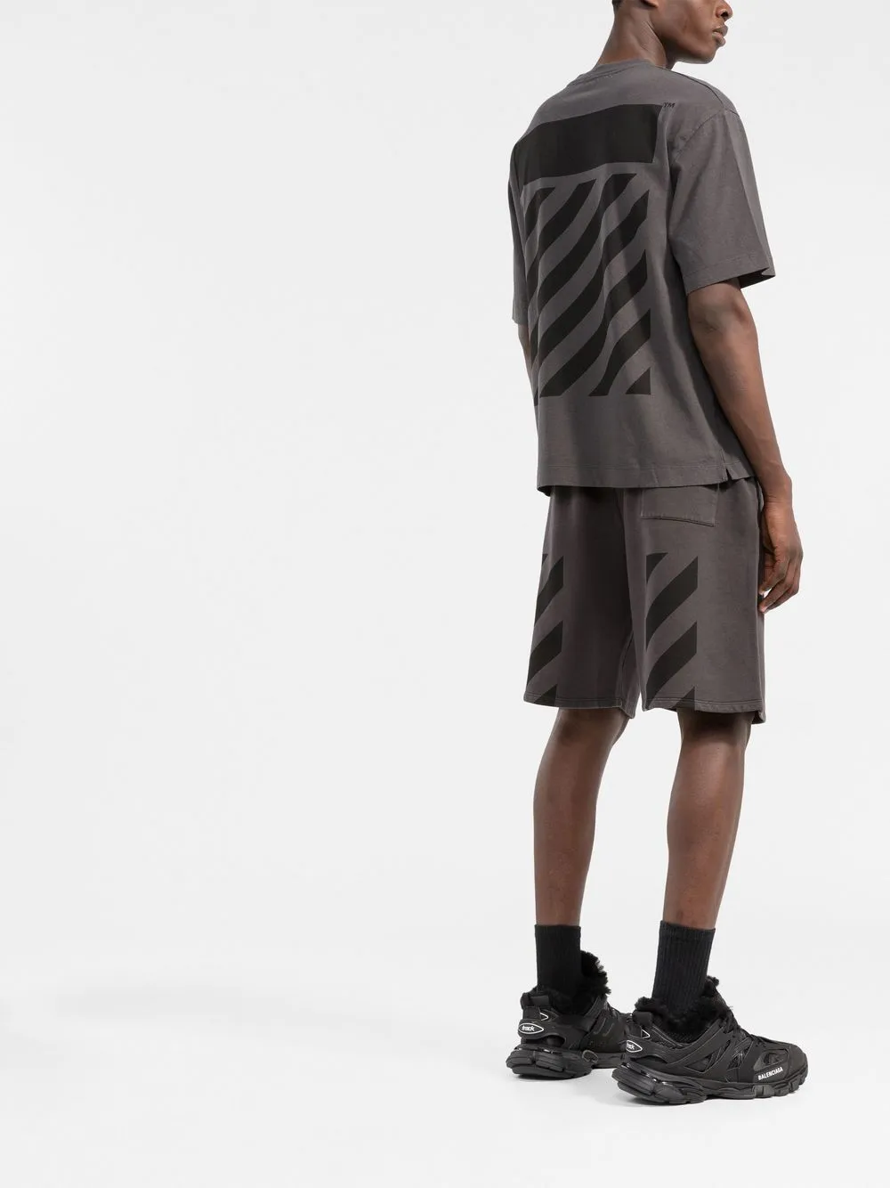 Diag-Stripe Cotton Shorts