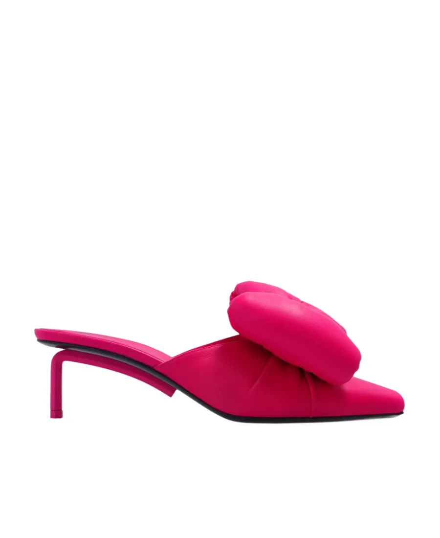 Allen Padded-Bow Leather Mules