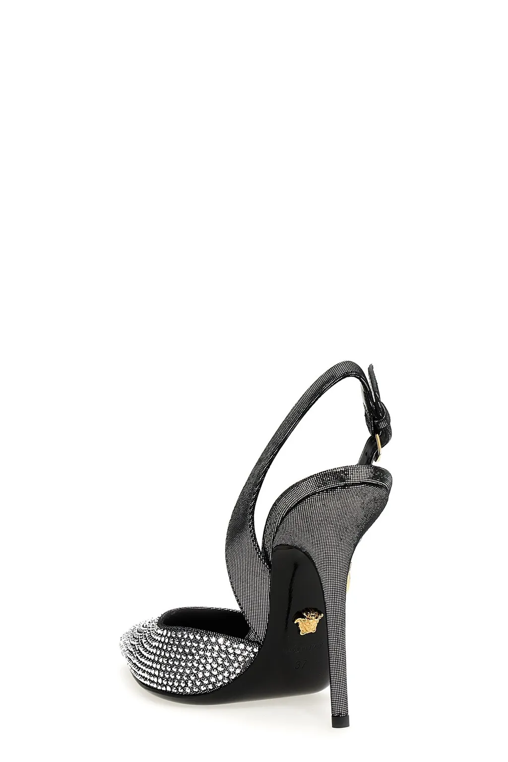 Versace Pointed Toe Embellished Slingback Pumps