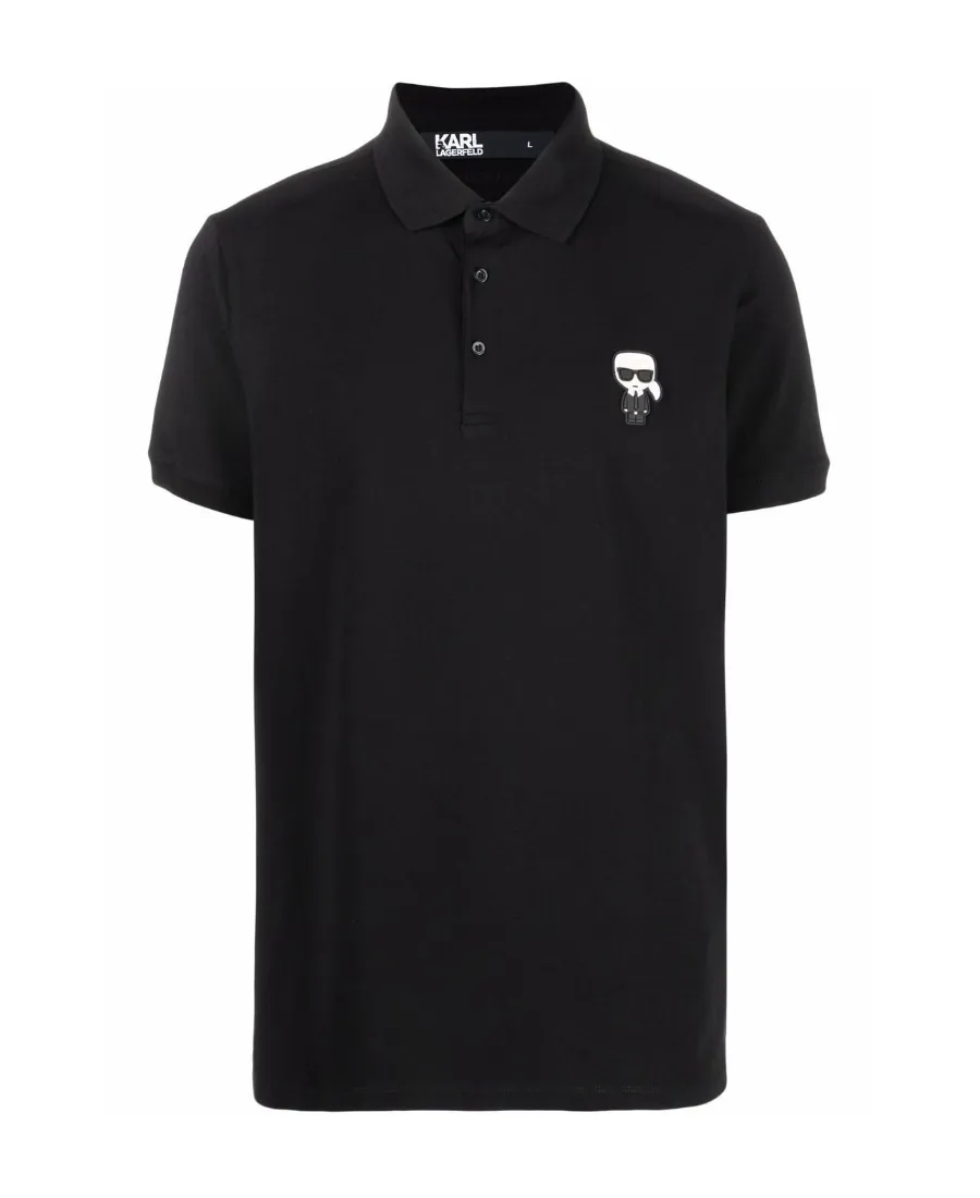 Karl Lagerfeld Logo Patch Short Sleeved Polo Shirt