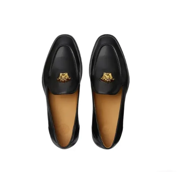 Versace Medusa Plaque Round Toe Loafers
