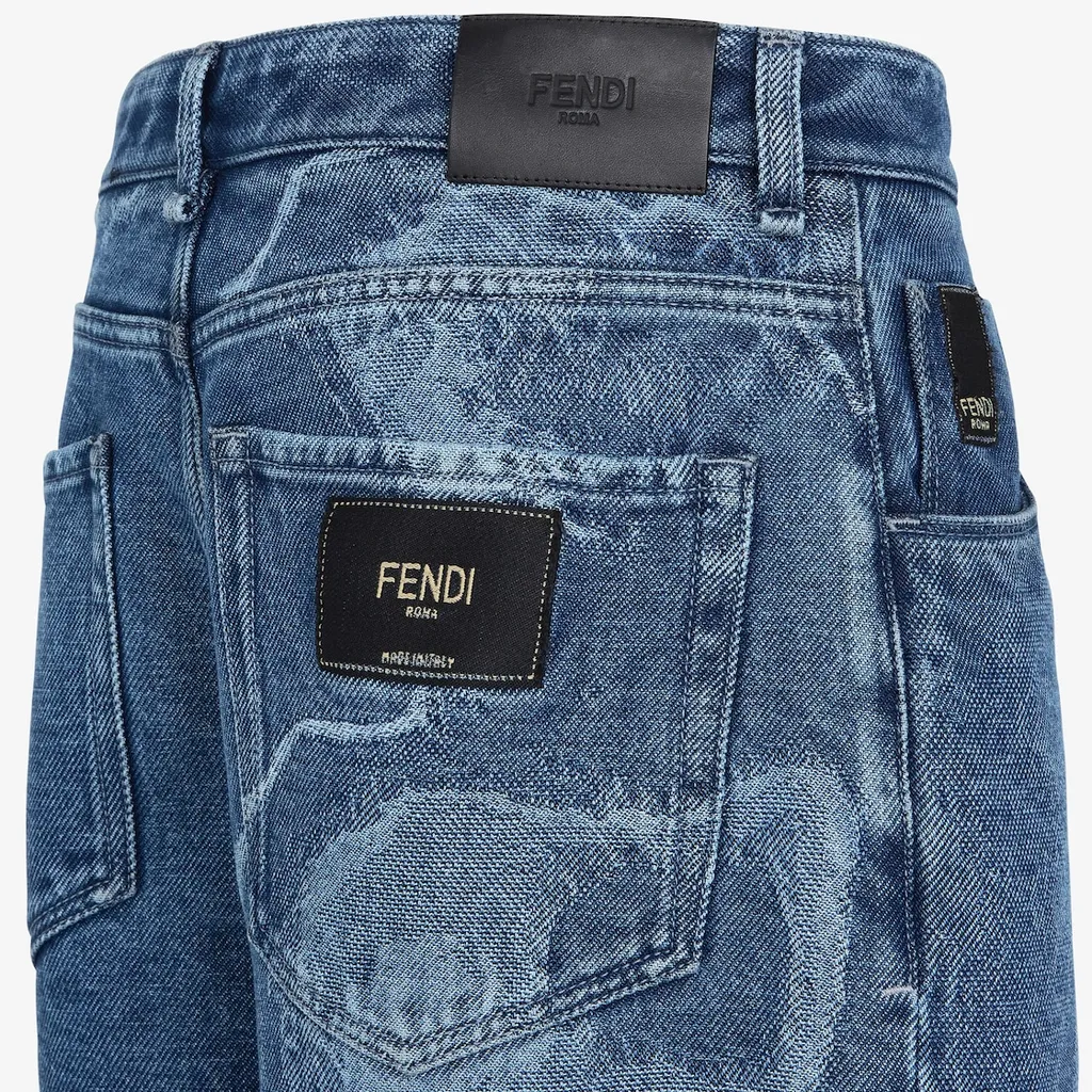 Fendi Contrasted Logo Motif Denim Trousers