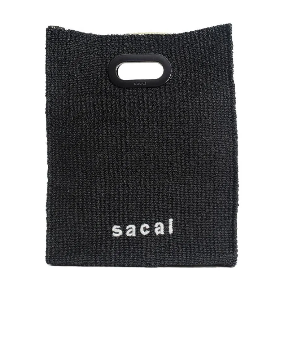 Sacai Logo Embroidered Woven Tote Bag