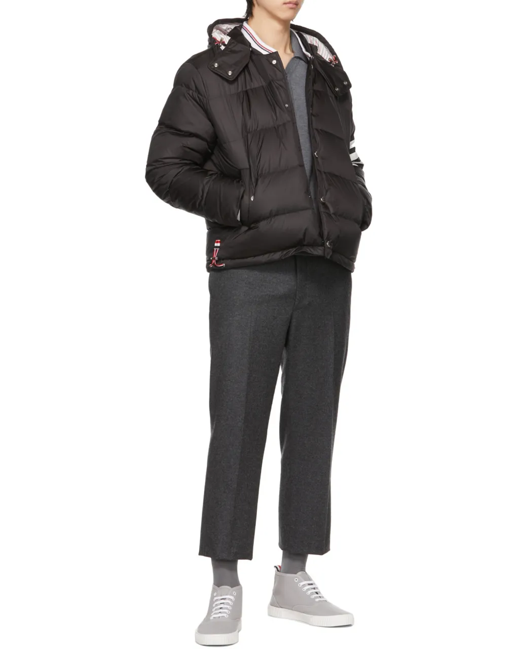 4-Bar Long-Sleeved Knitted Polo Shirt