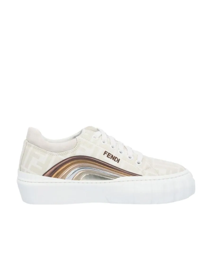 White Fabric Low-Tops
