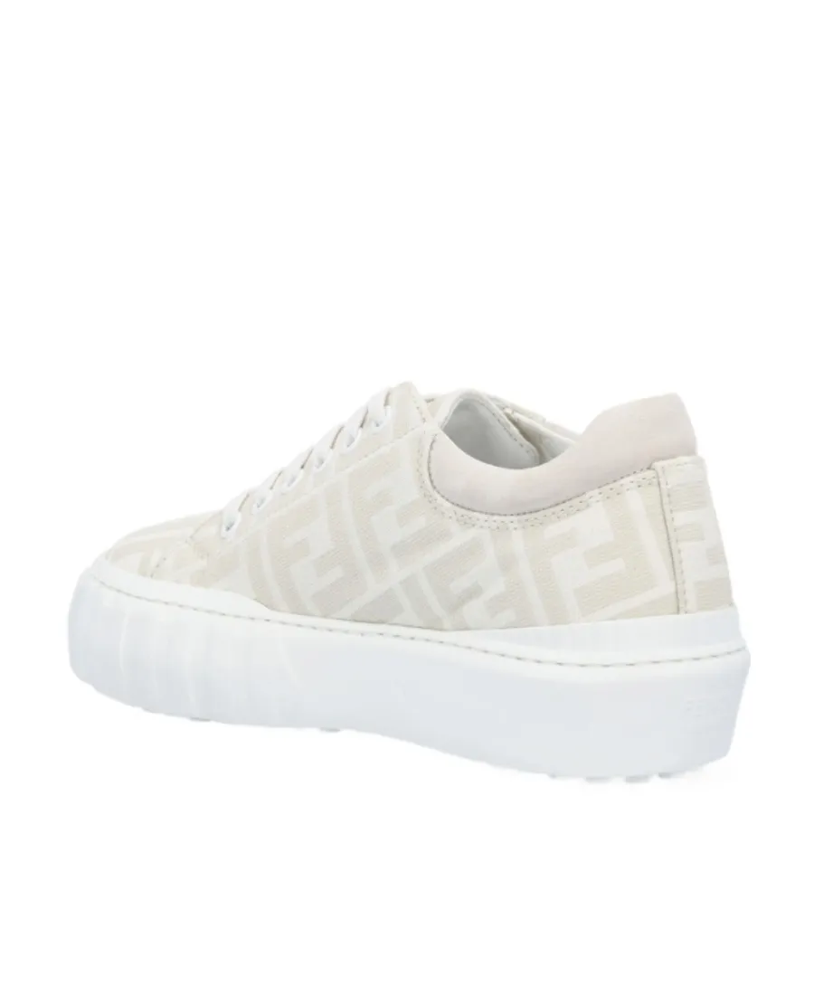 White Fabric Low-Tops