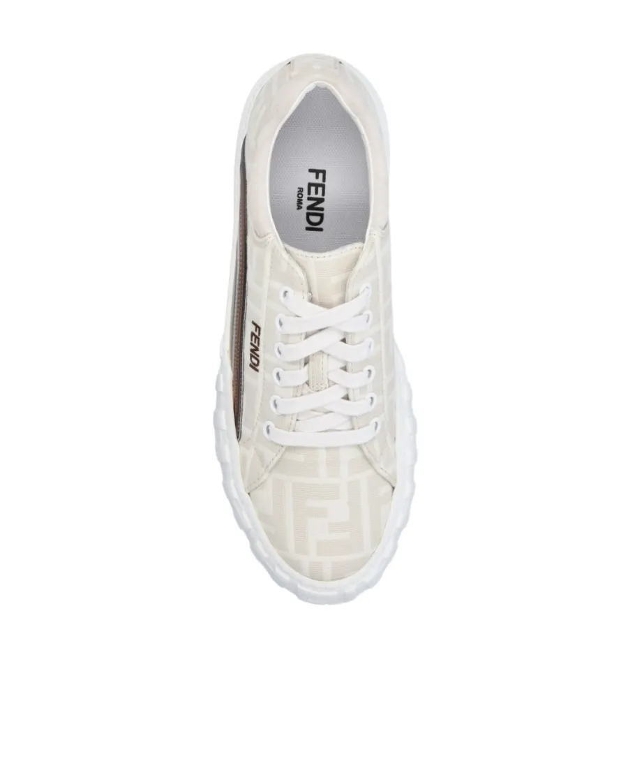 White Fabric Low-Tops