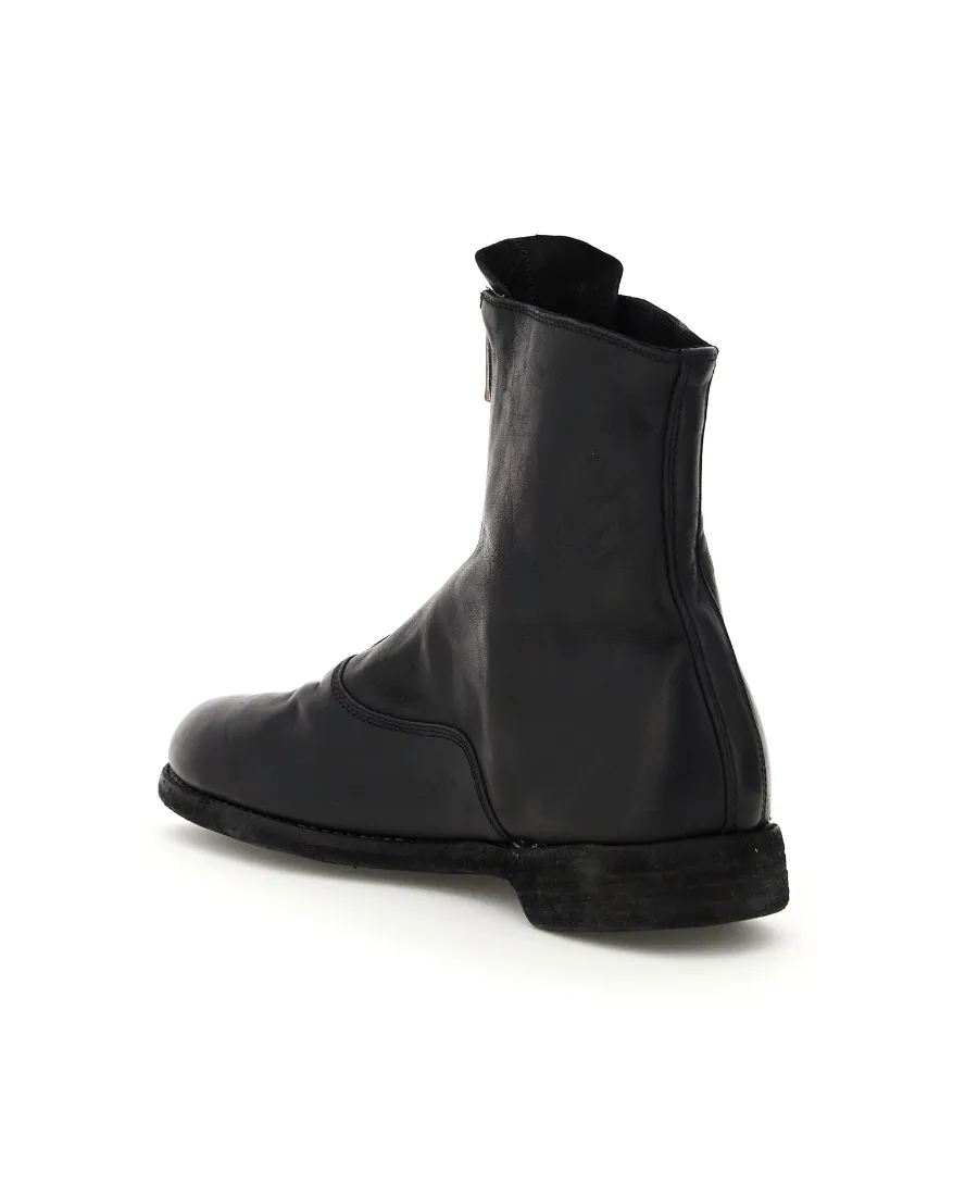 Leather Zip-Front Ankle Boots