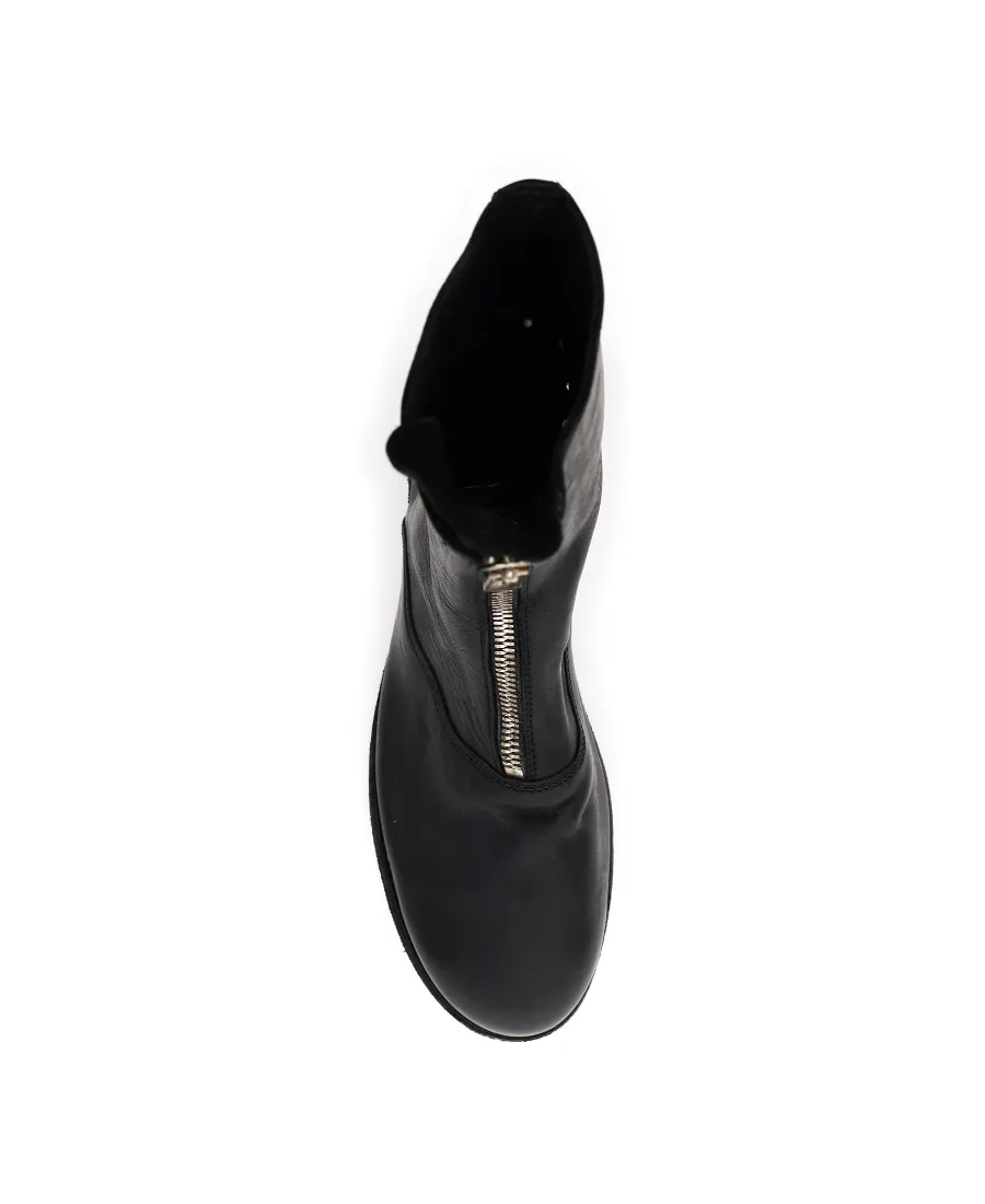 Leather Zip-Front Ankle Boots