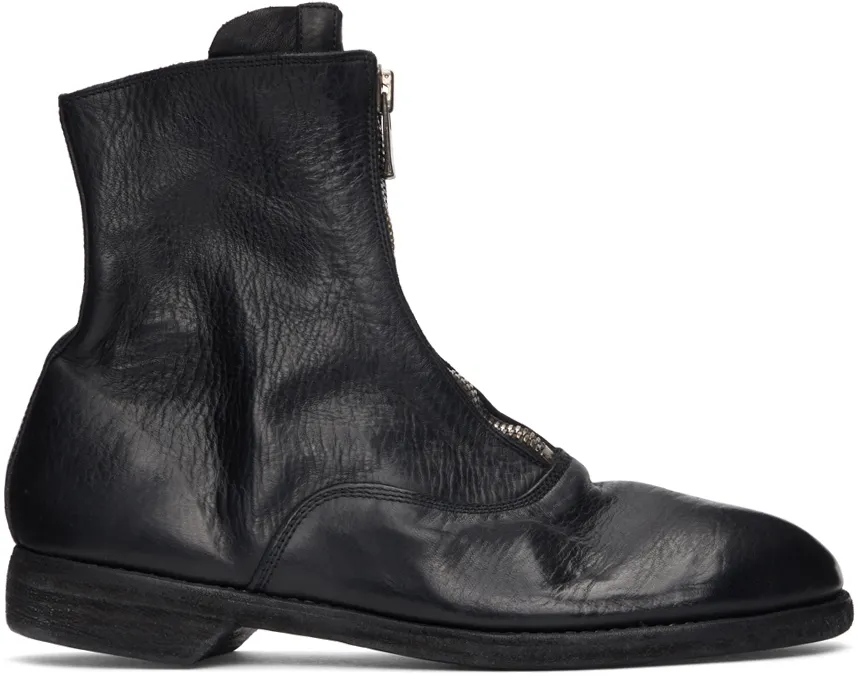 Leather Zip-Front Ankle Boots