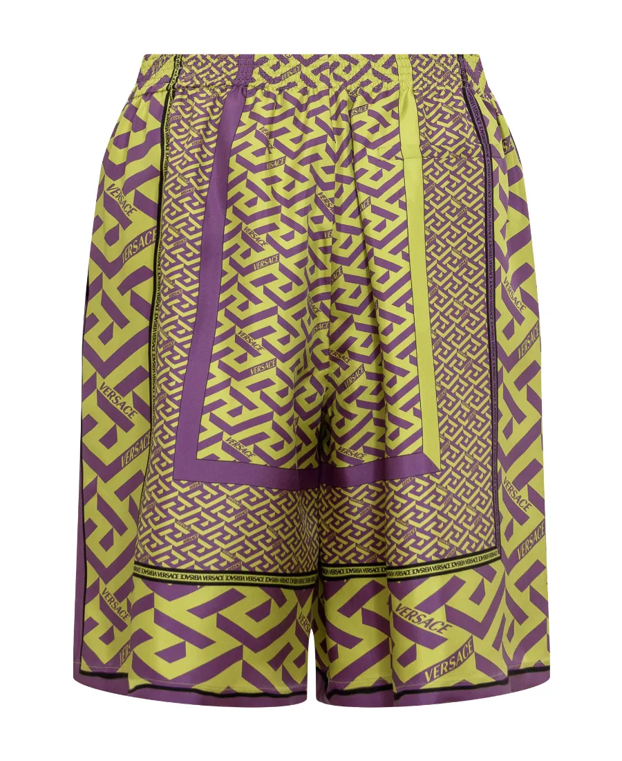 Versace Greca Pattern Logo Printed Shorts