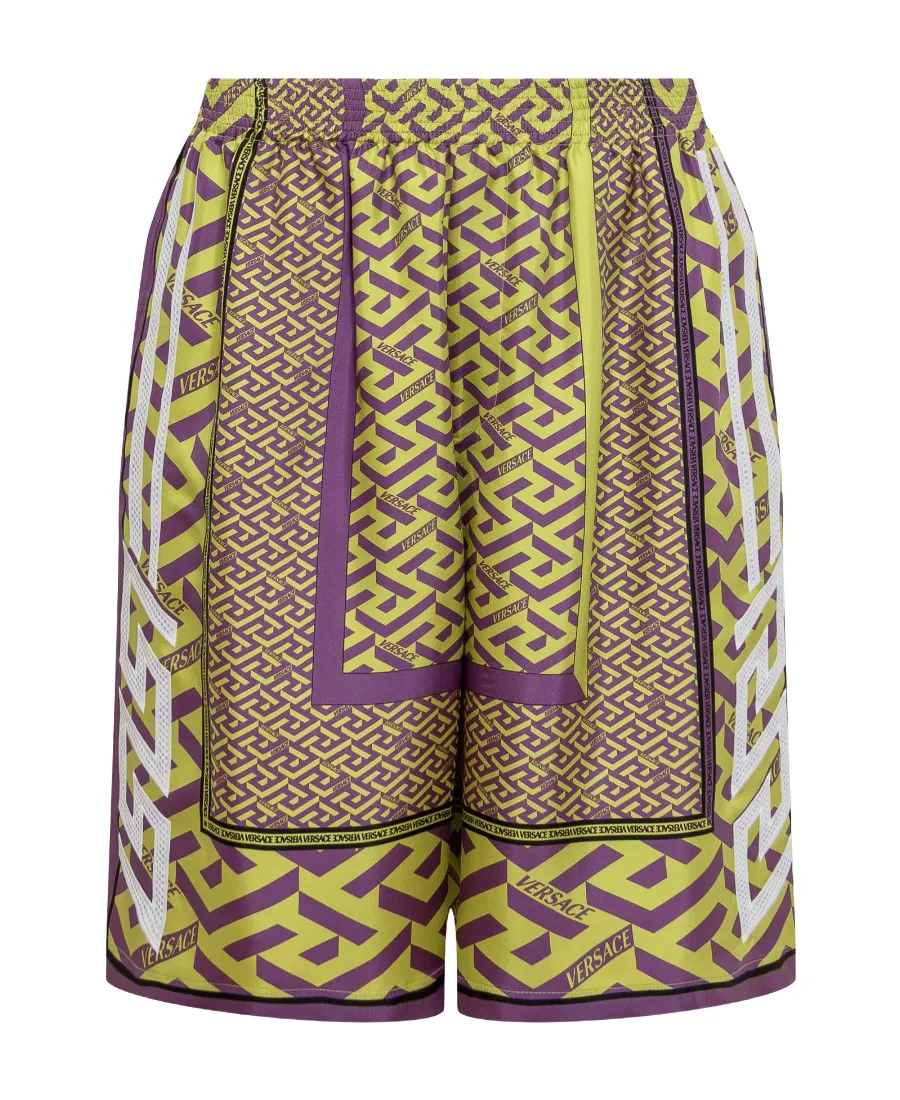Versace Greca Pattern Logo Printed Shorts