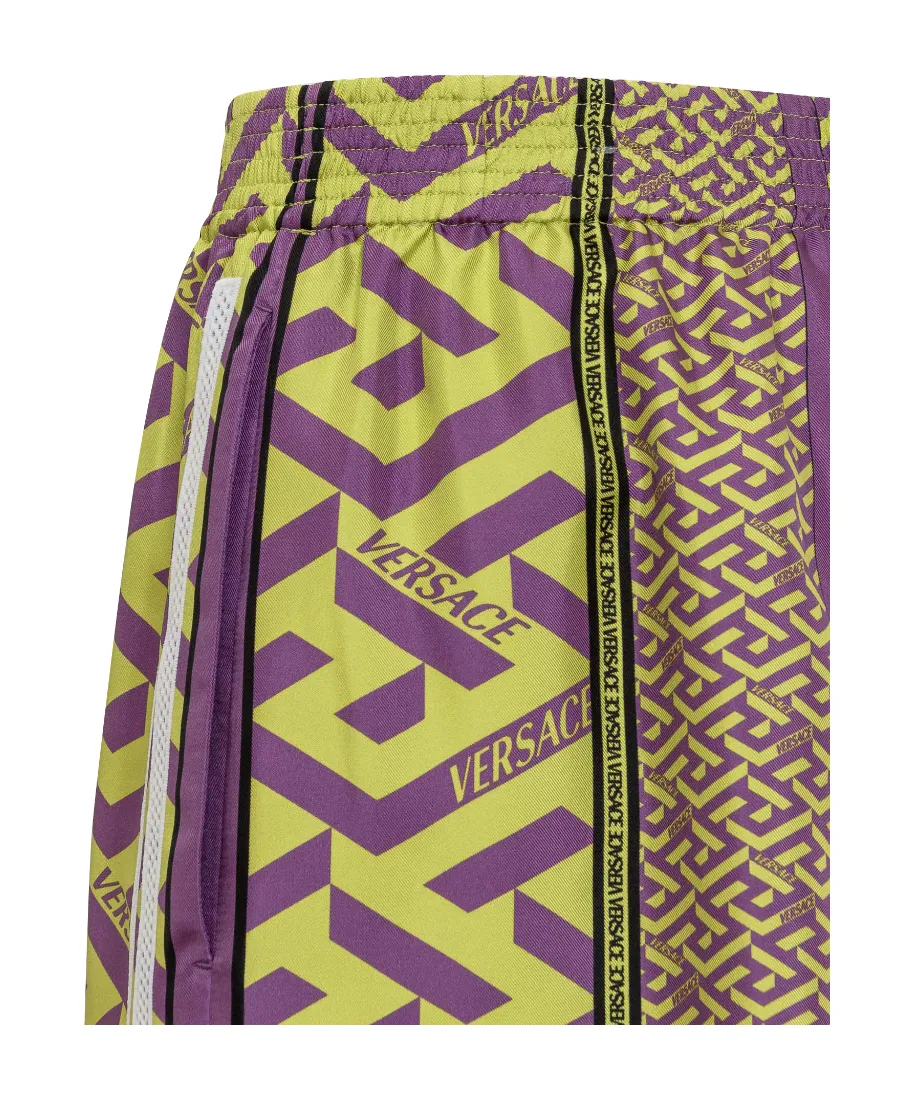Versace Greca Pattern Logo Printed Shorts