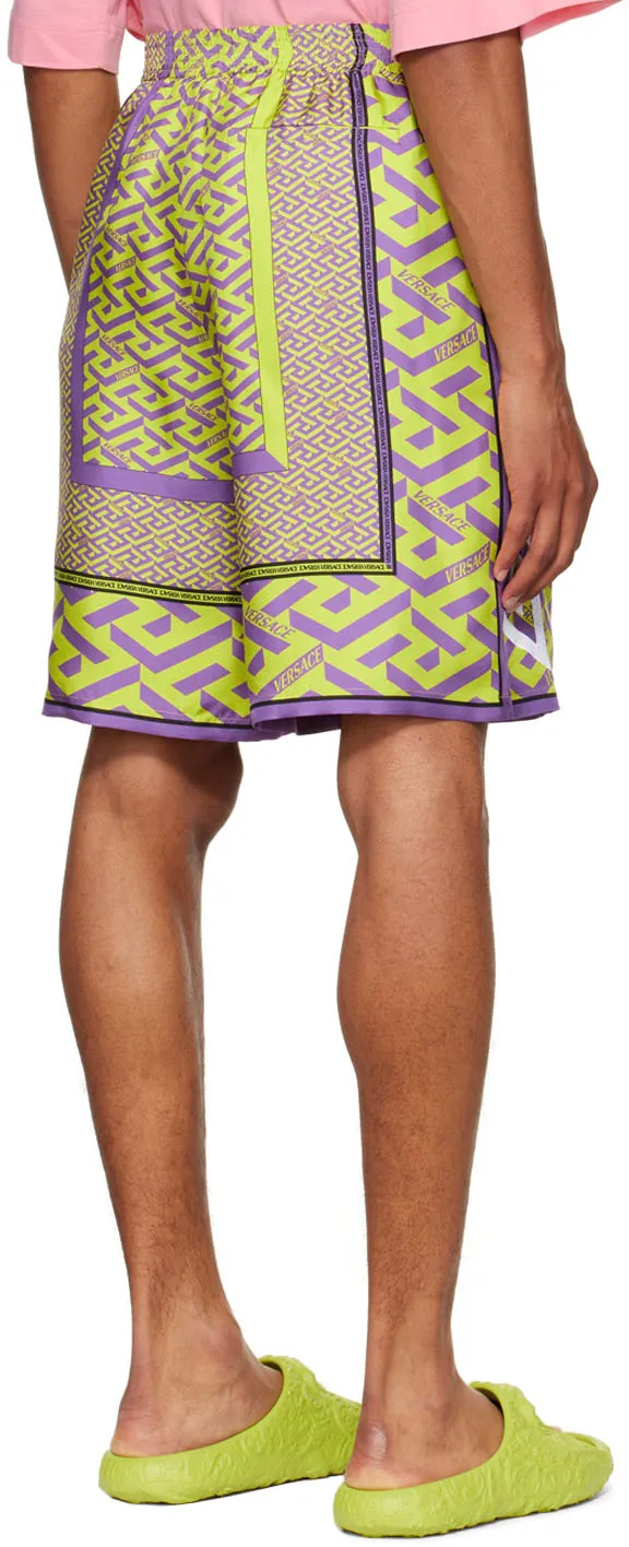 Versace Greca Pattern Logo Printed Shorts