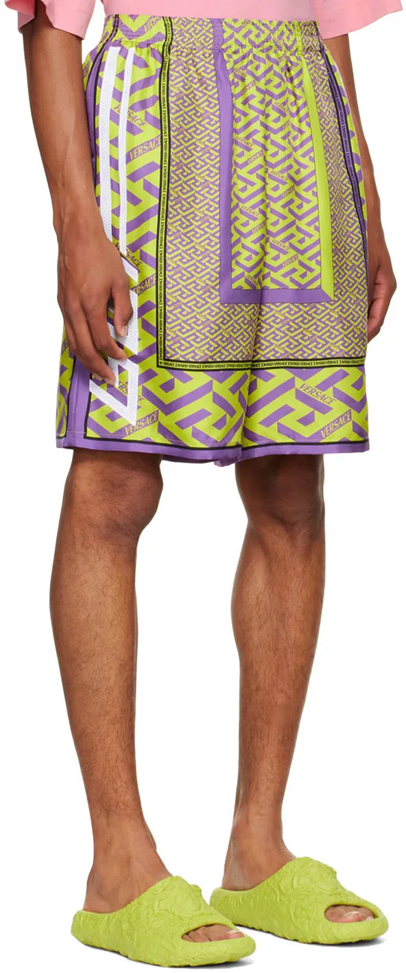 Versace Greca Pattern Logo Printed Shorts