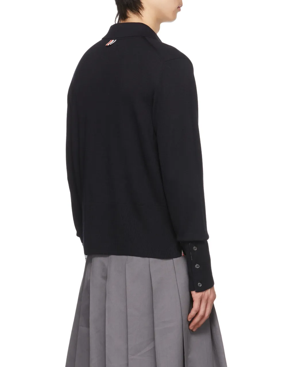 Long Sleeve Polo W/ 4Bar Cuff In Fine Merino Wool