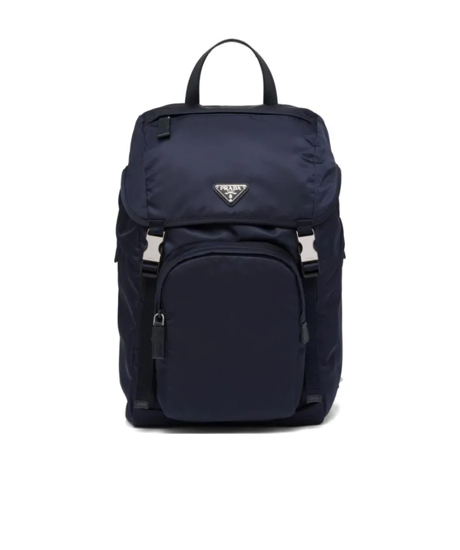 Prada Logo Plaque Buckled Backpack