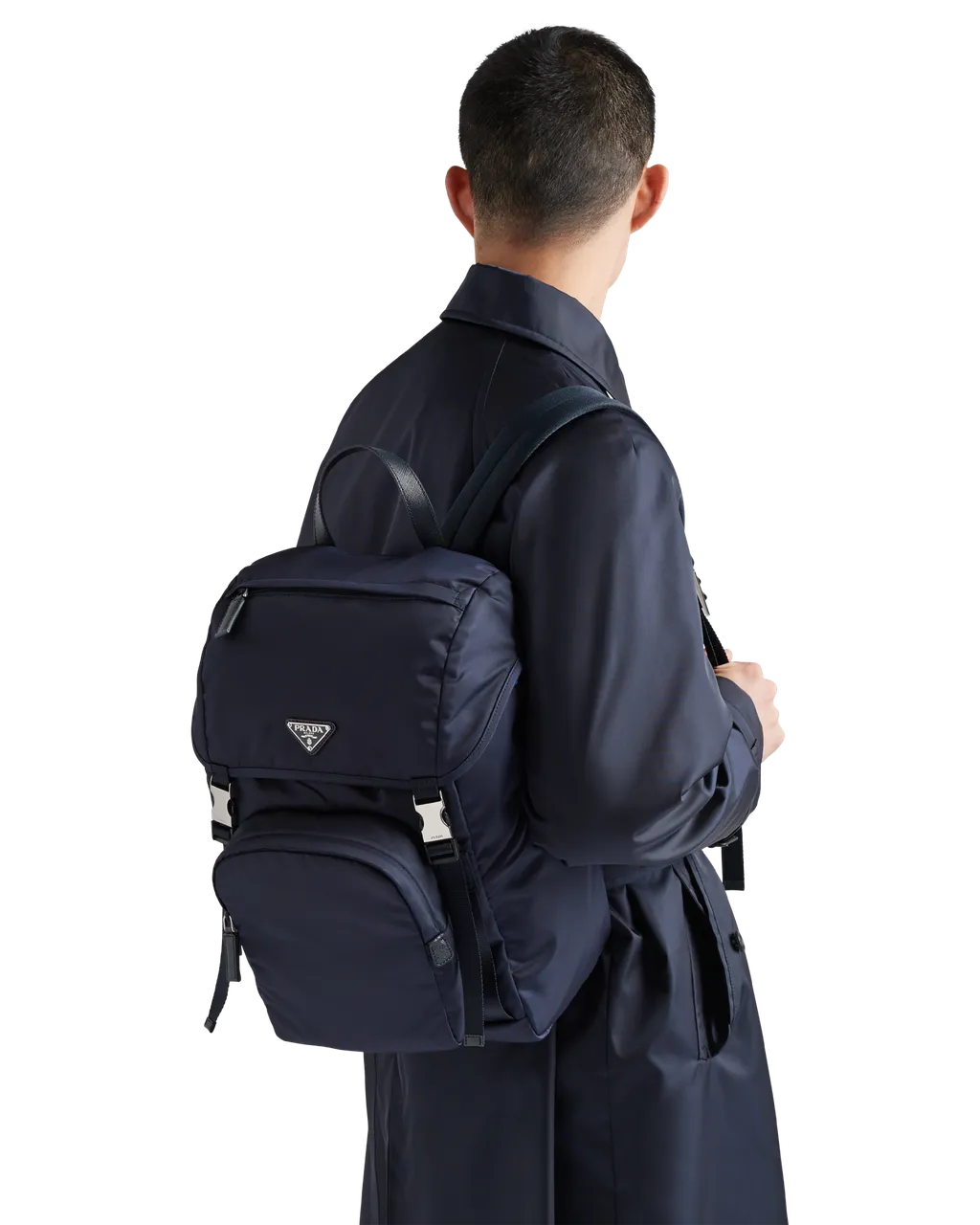 Prada Logo Plaque Buckled Backpack