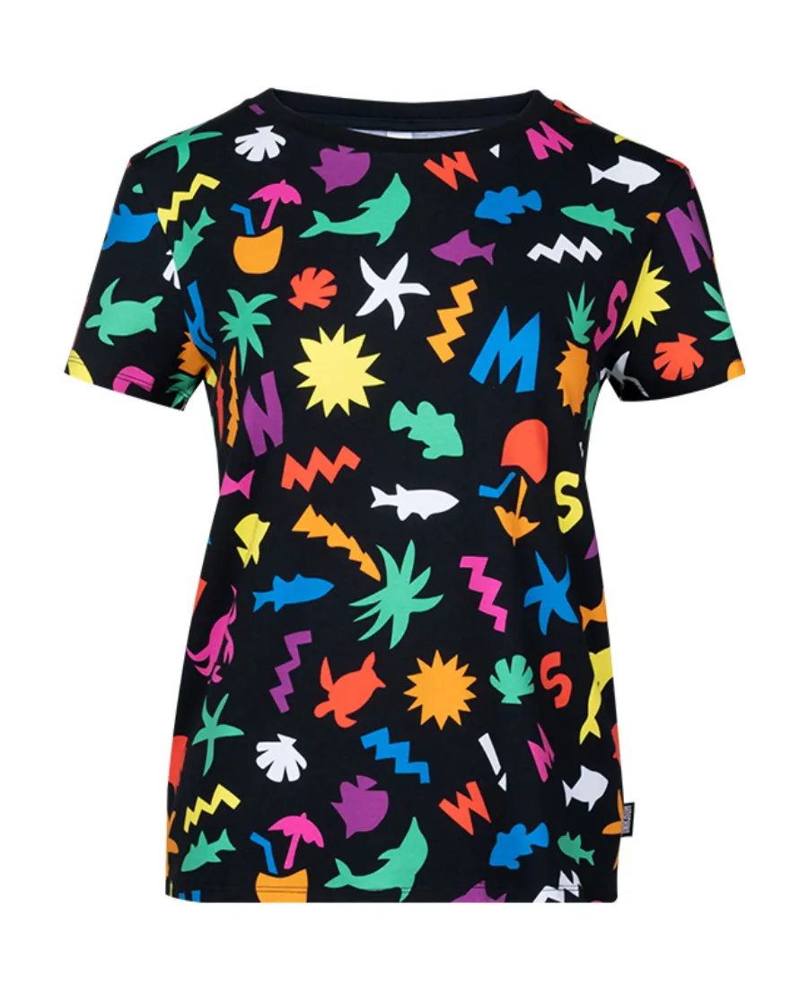 Black Classic Printed Pattern Short-Sleeved T-Shirt