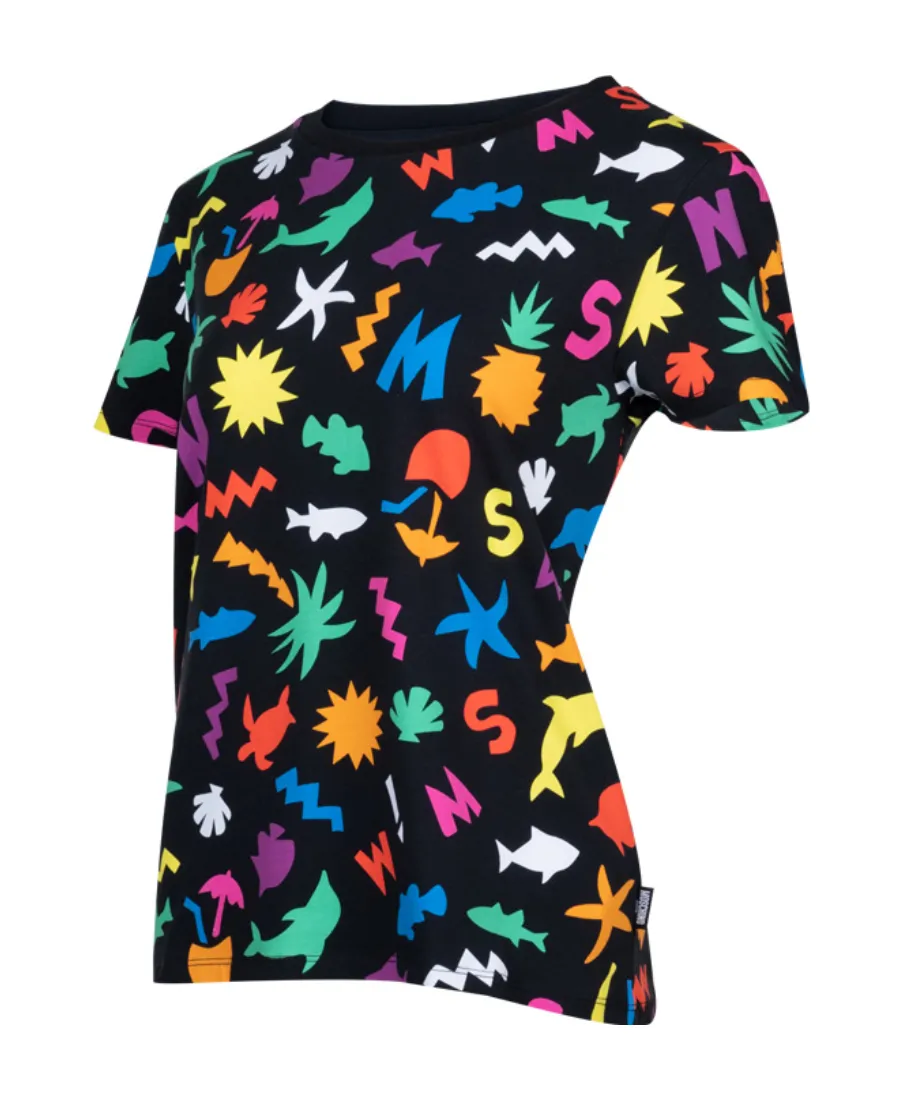 Black Classic Printed Pattern Short-Sleeved T-Shirt