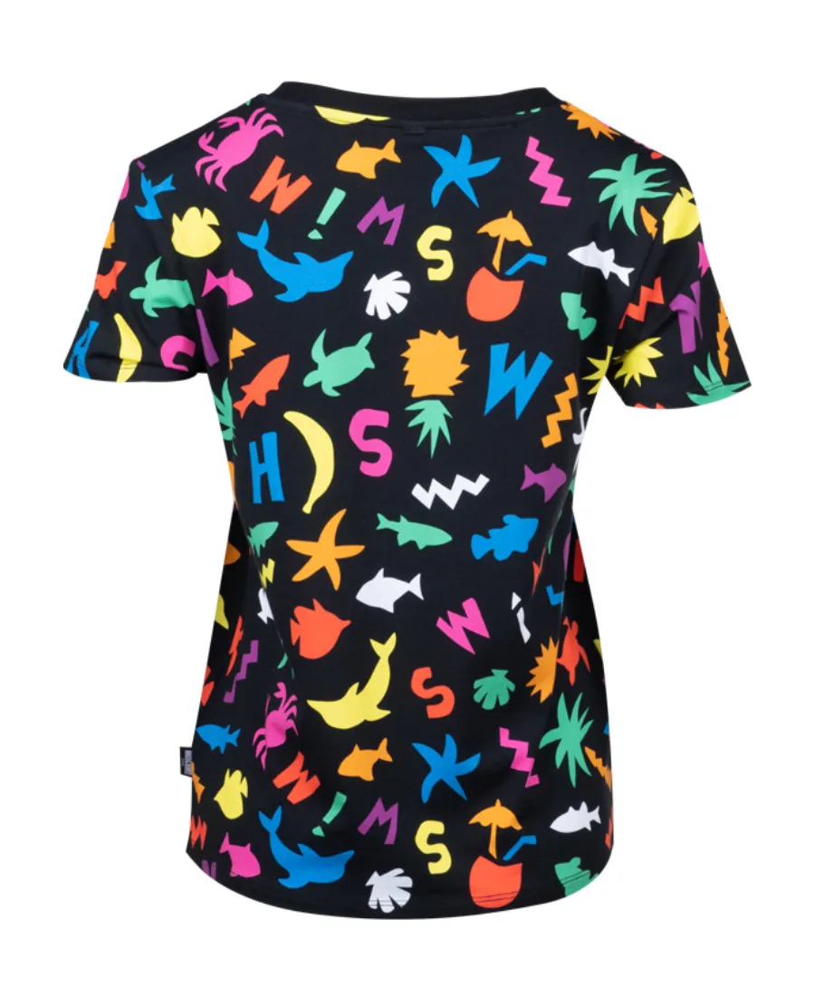 Black Classic Printed Pattern Short-Sleeved T-Shirt