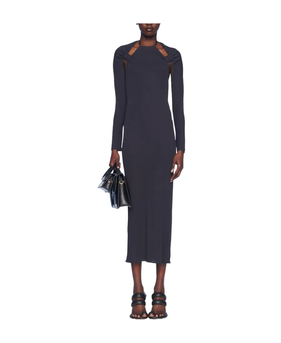 Navy Blue Hollowed-Out Dress