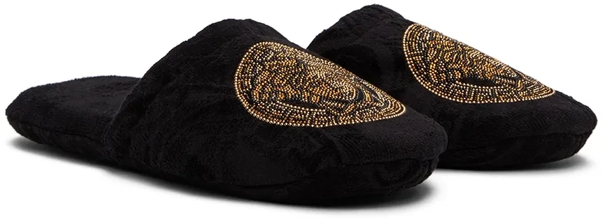 Versace Medusa Head Embellished Slippers