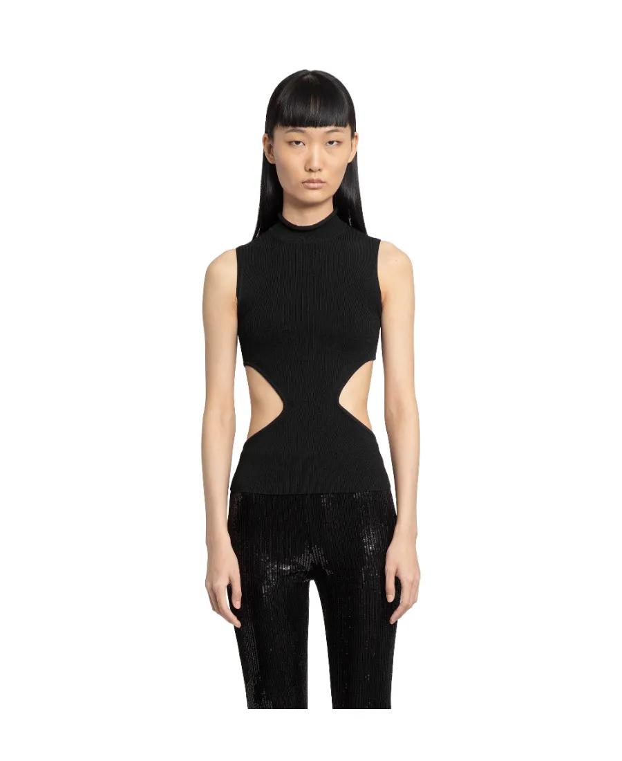 Ribbed-Knit Cut-Out Top