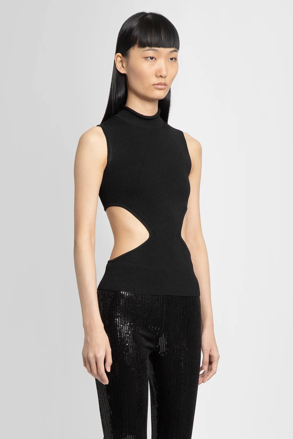 Ribbed-Knit Cut-Out Top