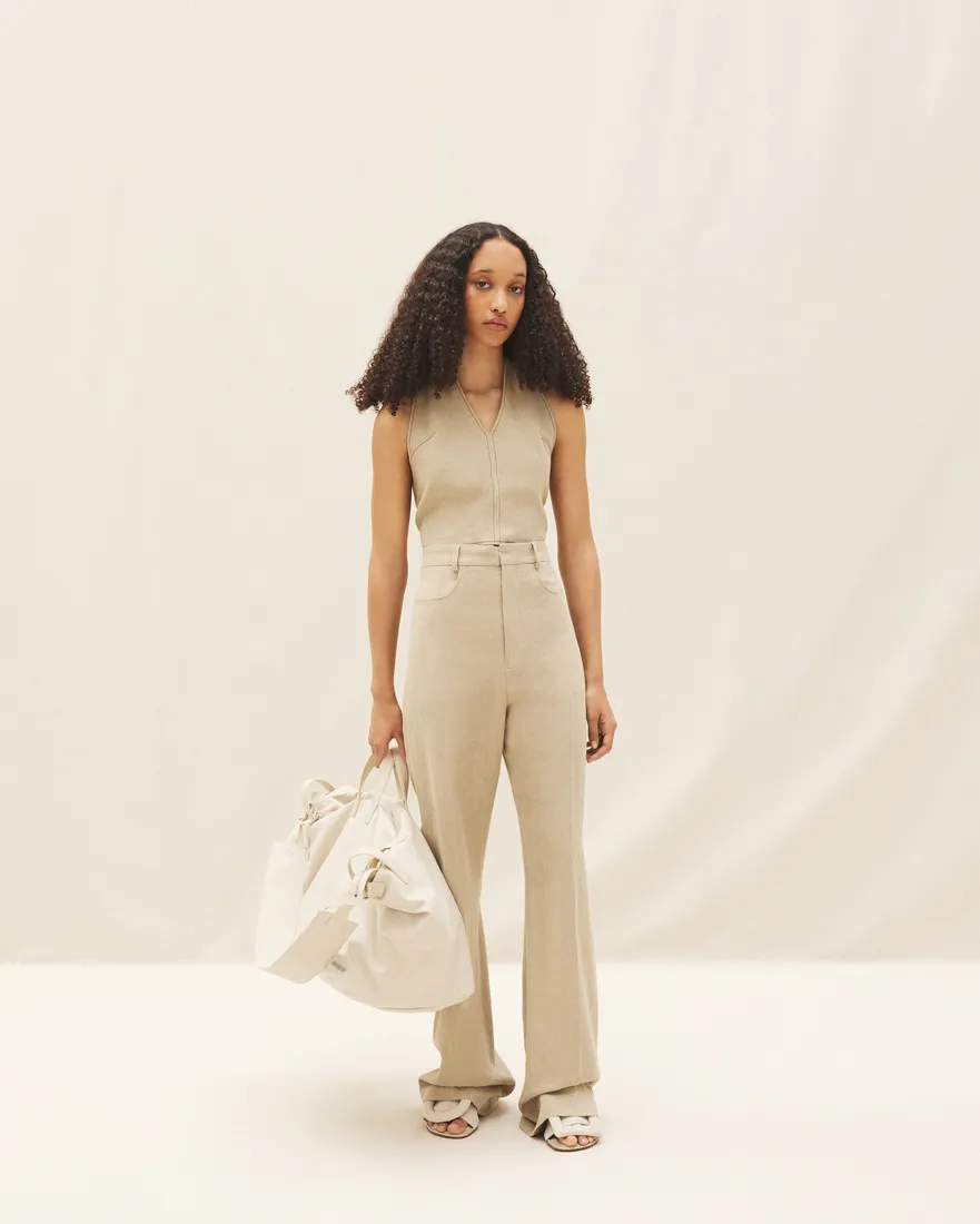 Jacquemus Le Pantalon Sauge High-Waist Flare Pants