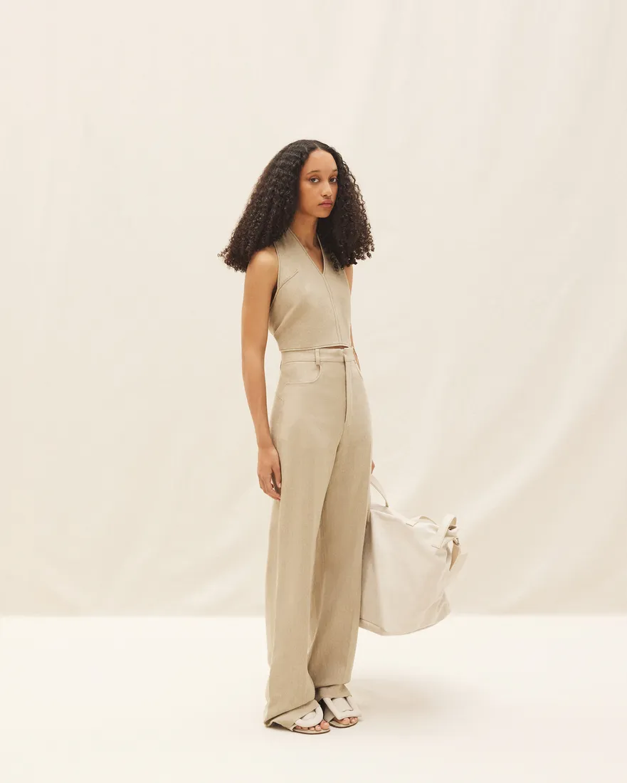 Jacquemus Le Pantalon Sauge High-Waist Flare Pants