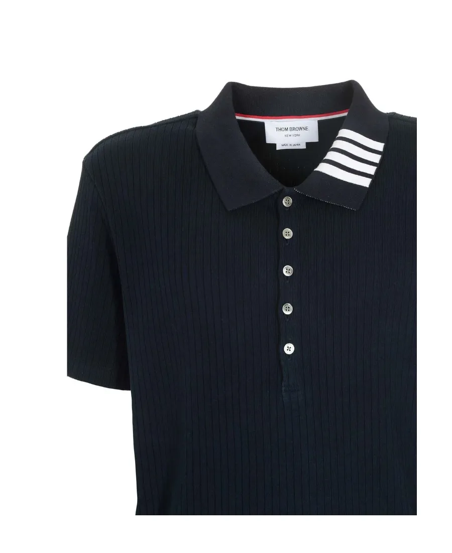 Ribbed Short-Sleeve Polo Shirt