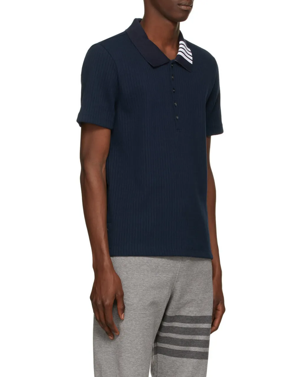 Ribbed Short-Sleeve Polo Shirt