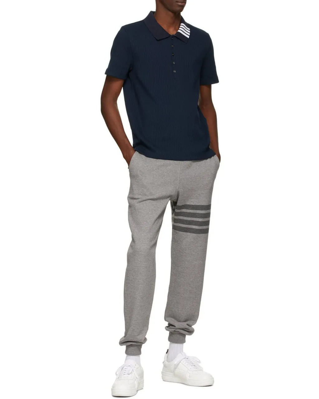 Ribbed Short-Sleeve Polo Shirt