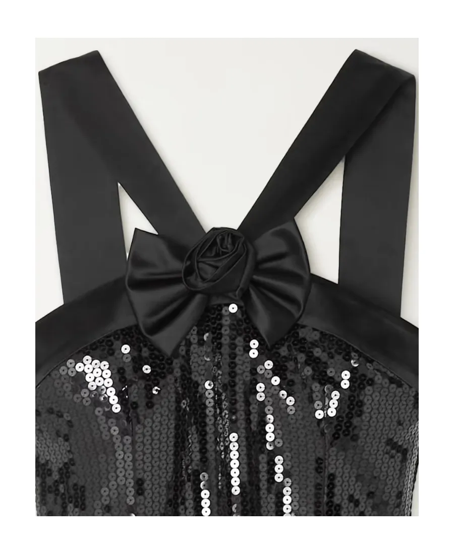 Logo Bow Sequined Dress