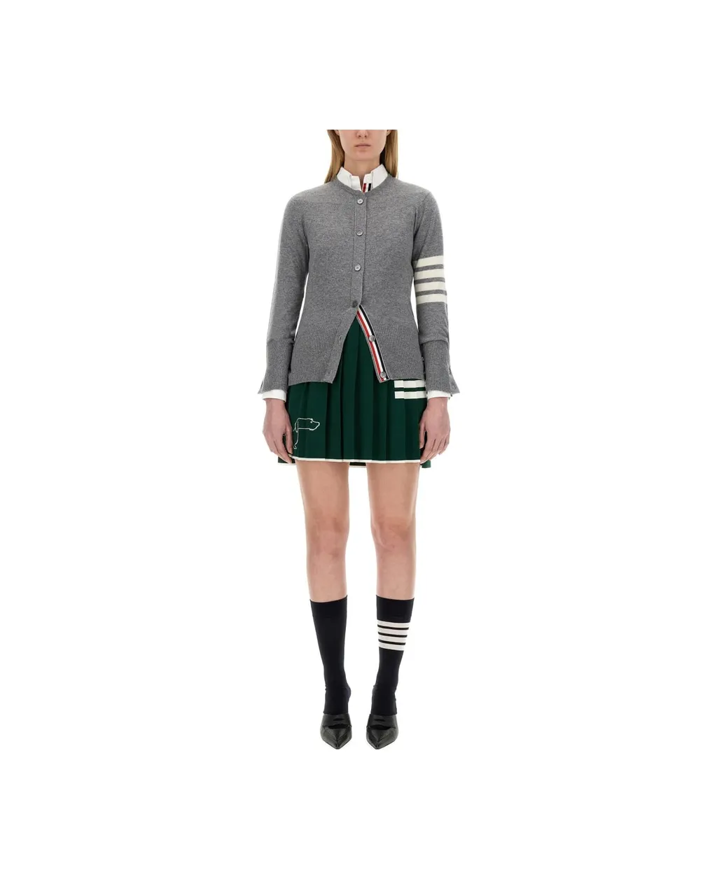 Thom Browne 4-Bar Striped Buttoned Cardigan