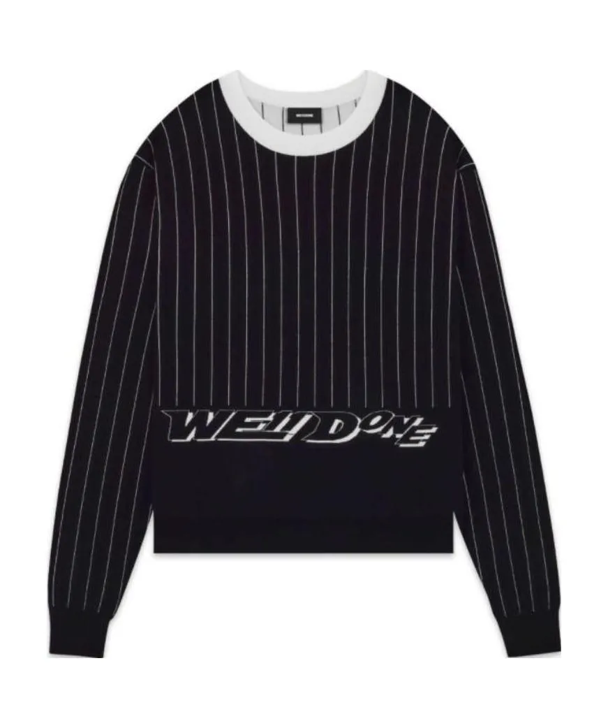 Black Striped Round Neck Sweater