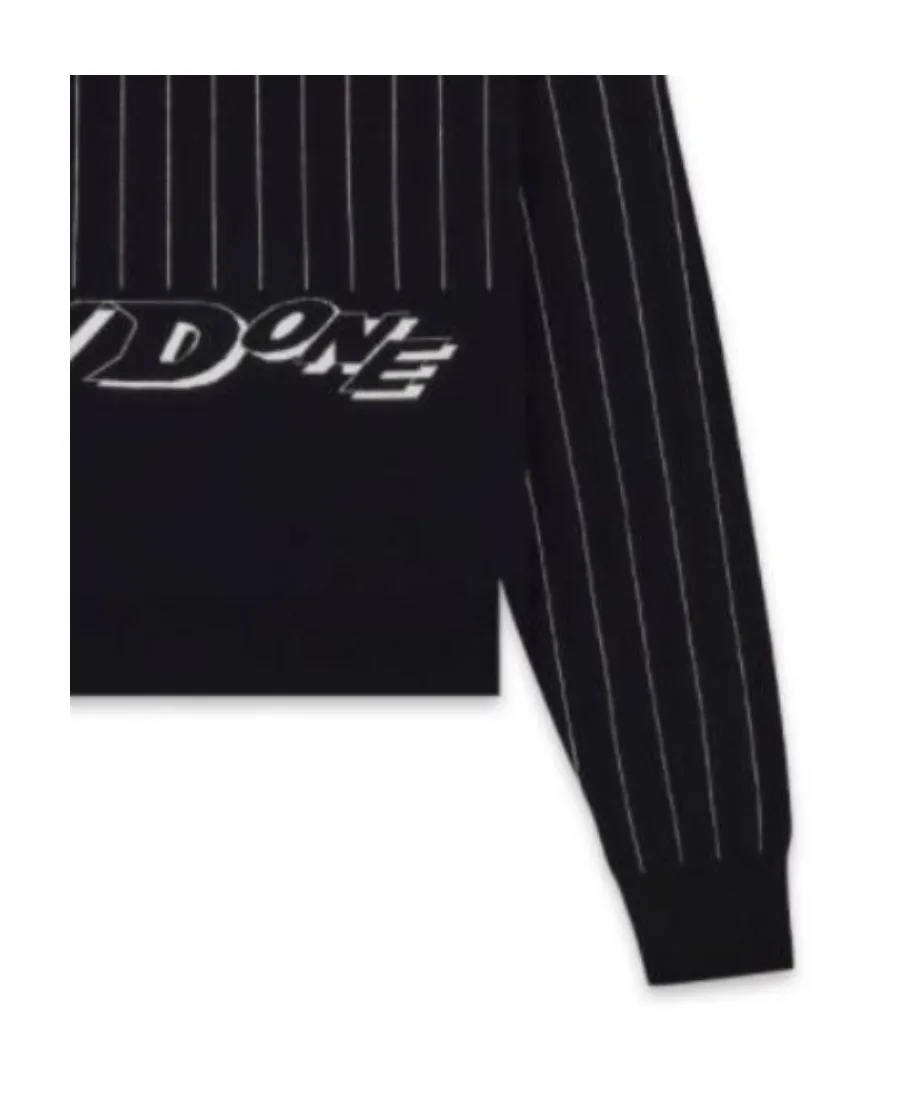 Black Striped Round Neck Sweater