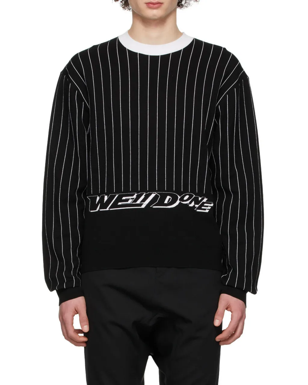 Black Striped Round Neck Sweater