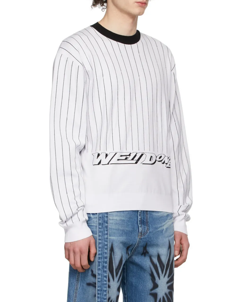 Striped Logo Round Neck Sweater