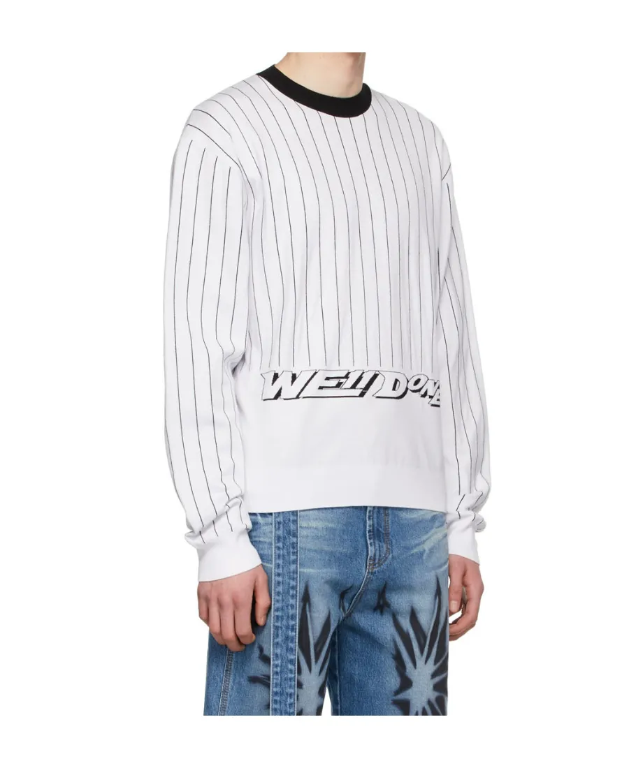 Striped Logo Round Neck Sweater