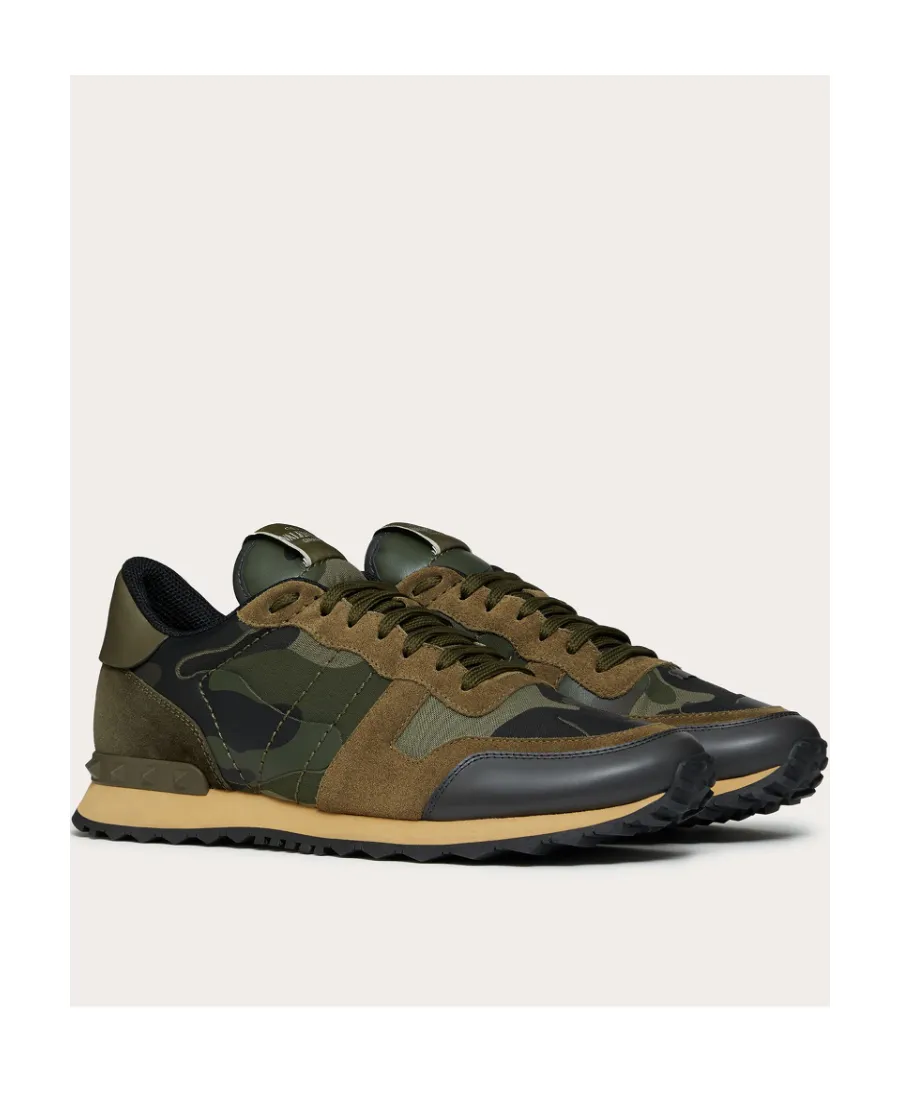 Valentino Garavani Rockrunner Camouflage-Print Lace-Up Sneakers