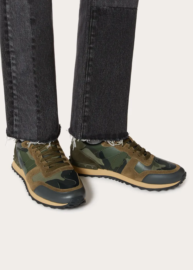 Valentino Garavani Rockrunner Camouflage-Print Lace-Up Sneakers