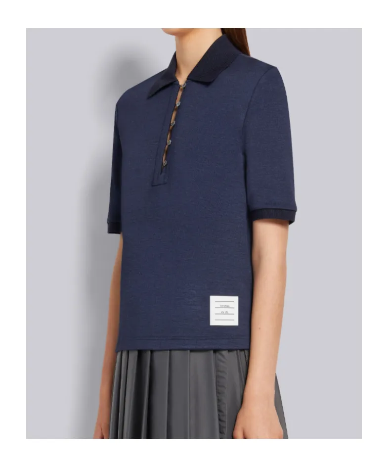 Floral Button-Detail Polo Top