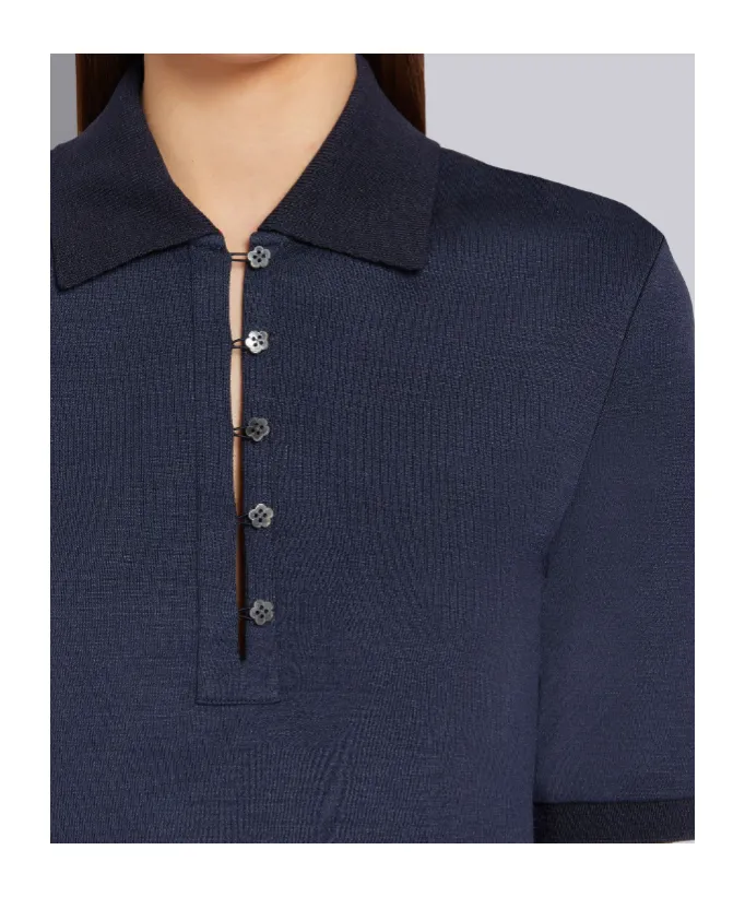 Floral Button-Detail Polo Top