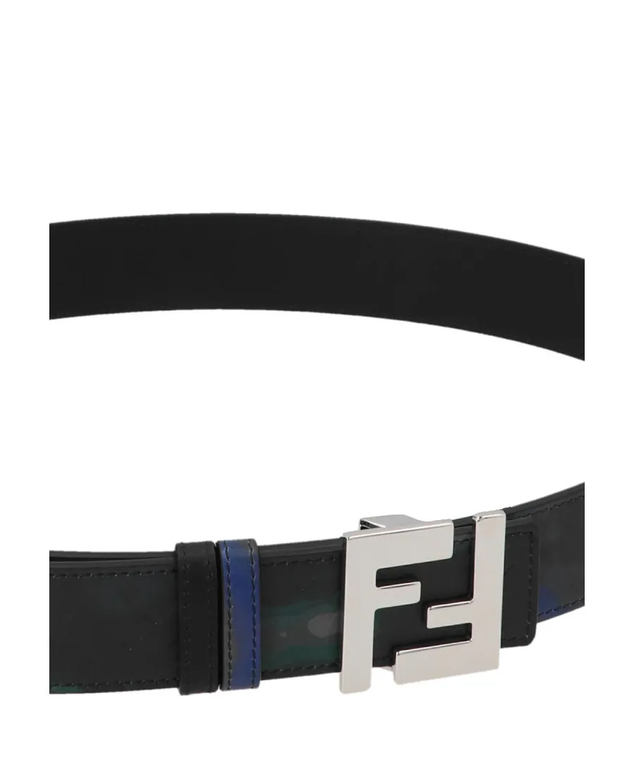 Abstract-Print Leather Belt