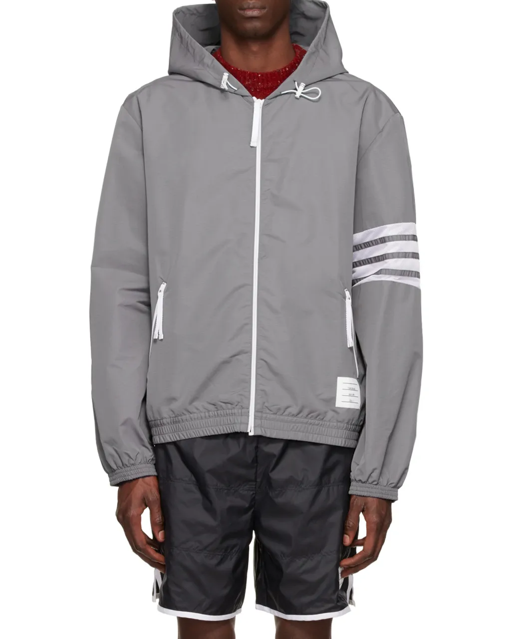 Thom Browne Ripstop Mesh 4-Bar Hooded Zip-Up Jacket