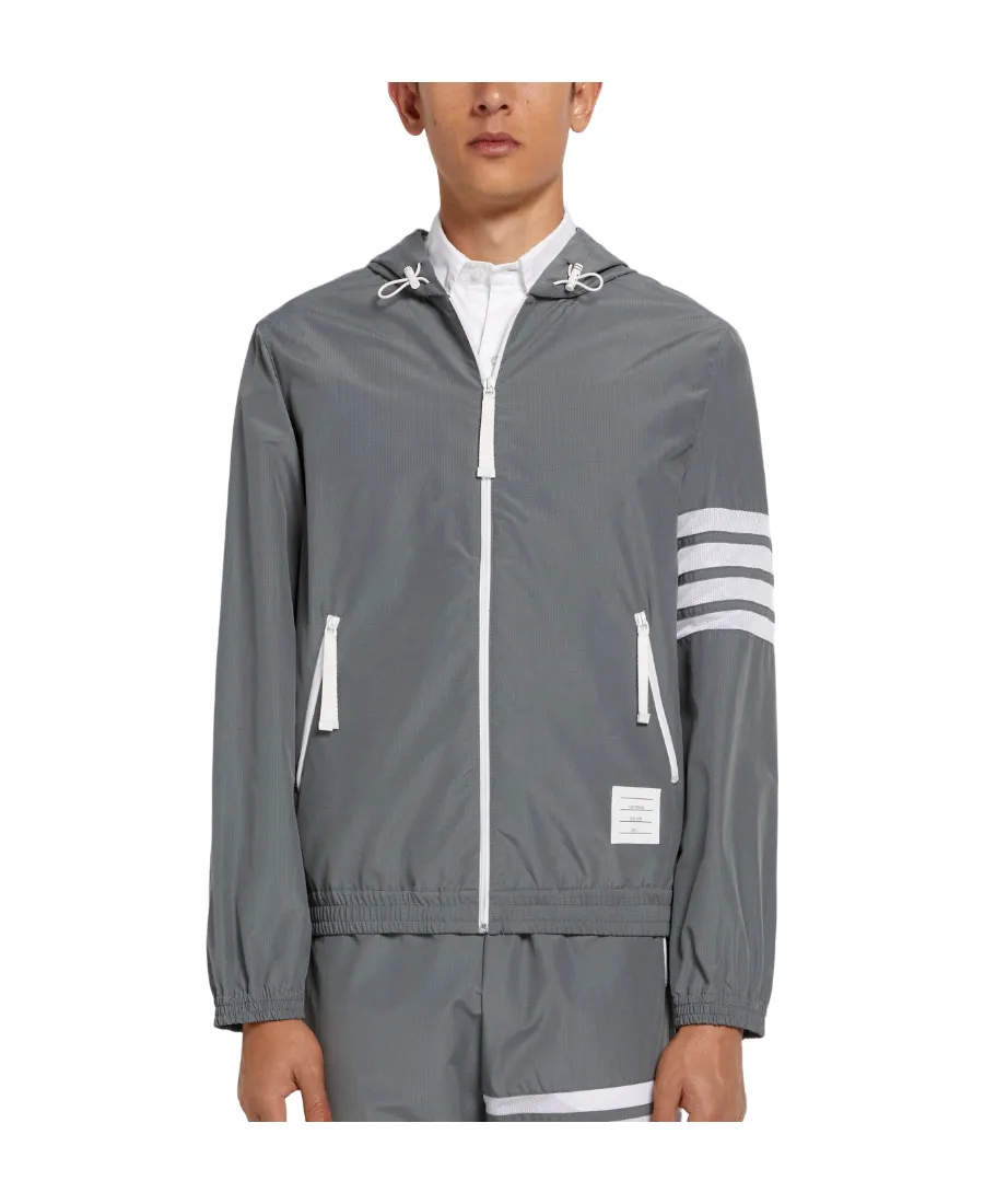 Thom Browne Ripstop Mesh 4-Bar Hooded Zip-Up Jacket