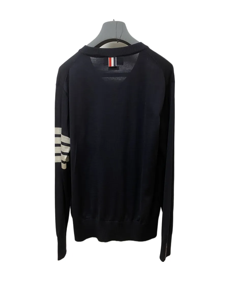 Striped V-Neck Merino Jumper